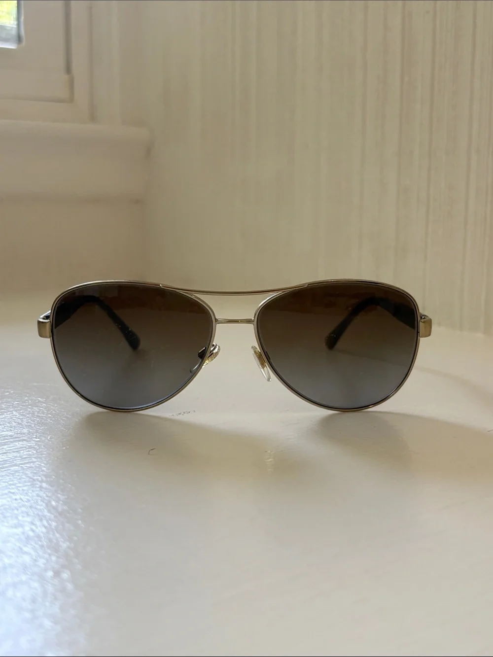 Burberry Gold Frame Sunglasses with Brown Gradient Lenses